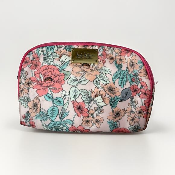 Nicole Miller New York Handbags - Nicole Miller New York Floral Print Pink/Multicolor Zipper Makeup Bag